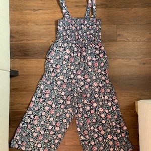 Loft smocked floral wide leg jumpsuit Size M